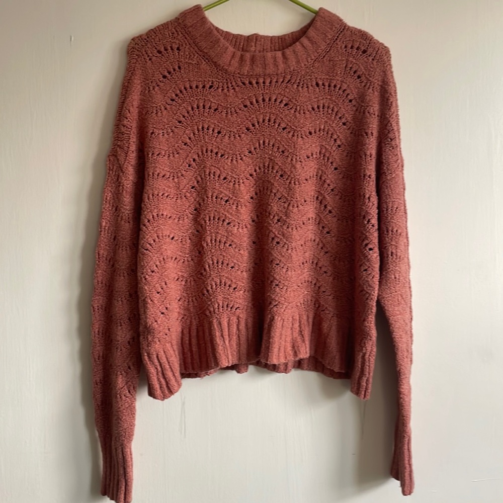 Orange/salmon crewneck sweater. American Eagle size medium. In good condition